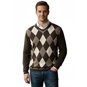 Banana Republic Men's Classic Argyle V-Neck Sweater Medium